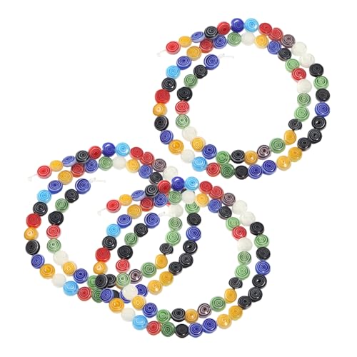 Homoyoyo 3 Saiten Bunte Glasperlen Vintage Stil Runde Flache Perlen für DIY Schmuckherstellung Armbänder Haaraccessoires Originelles Bastelzubehör Stränge von Homoyoyo