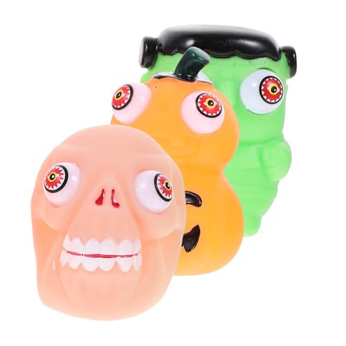 Homoyoyo 3 Stück Halloween Squeeze Ball Elastisches Stressspielzeug mit Grünem Kürbis Geisterkopf für Gruselige Party-Dekoration und Mitgebsel Langlebig Reißfest Einfach zu Reinigen von Homoyoyo