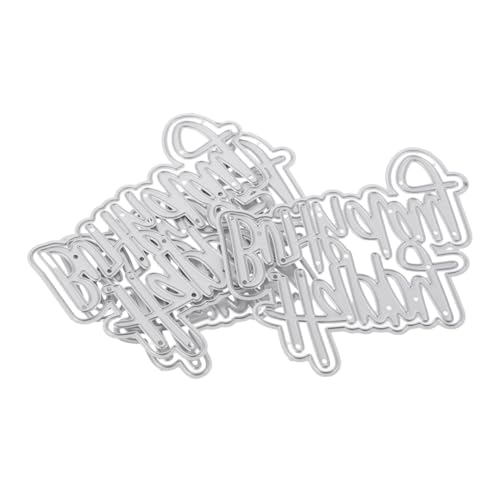 Homoyoyo 3 Stück Happy Birthday Stanzformen Carbonstahl Prägeschablonen für Scrapbooking Metall-schneideformen Wortprägung Vielseitig DIY Papierbasteln Kartenherstellung von Homoyoyo