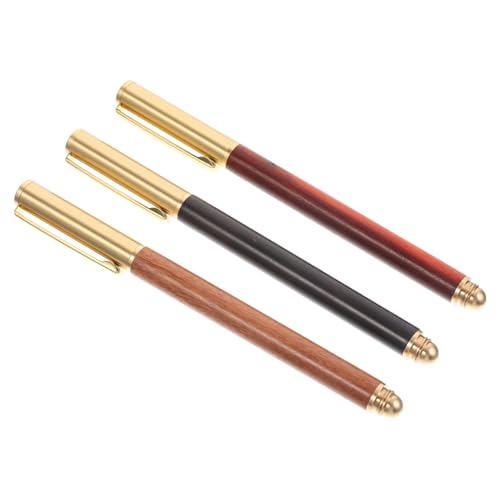 Homoyoyo 3 Stück Holz Kugelschreiber Feine Spitze Langlebig Leicht Tragbar mit Clip und Deckel für Schule Büro Geschenk Jungen Mädchen Schreibstift aus Hochwertigem Holz von Homoyoyo