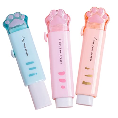 Homoyoyo 3 Stück Katzenpfoten Radiergummis Einziehbare Kawaii Radiergummis für Schüler Kreative Schreibwaren für Schule und Büro Praktisch und Sicher Nutzung von Homoyoyo