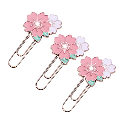 Homoyoyo 3 Stück Kirschblüten-büroklammer Stilvoll Stationär Kirsche Papier Girly Büroklammern Süß Pastell Clips Student Kreativ Vintage Lesezeichen Stichworte Zinklegierung Rosa von Homoyoyo