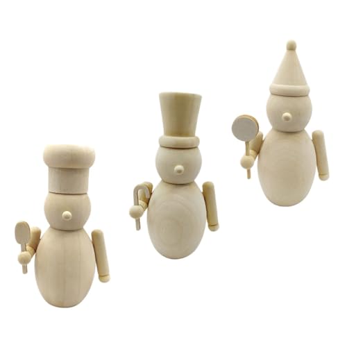 Homoyoyo 3 Stück Teiliges DIY Holz-holzspielzeug mit Unbemalten Figuren Leichte Robuste Holzfiguren zum Bemalen für Weihnachtsdekoration und Familienbastelspaß von Homoyoyo