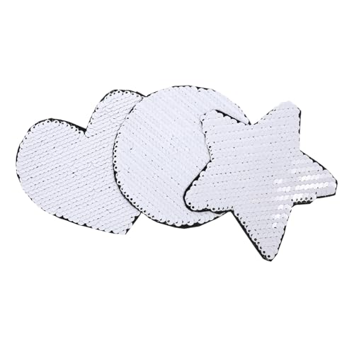 Homoyoyo 3 Stück Teiliges Große Pailletten aufbügler Herz Stern Kreis Glitzernde Kleidung Reparatur Sticker DIY Kleidung Accessoire Langlebig Hautfreundlich von Homoyoyo