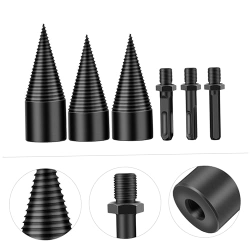 Homoyoyo 3 Stück Teiliges Holzspalter Bohrer Anti Rutsch Nut für Akkuschrauber Robust Verschleißfest Geeignet zum Einfachen Spalten von Kaminholz und Hartholz von Homoyoyo