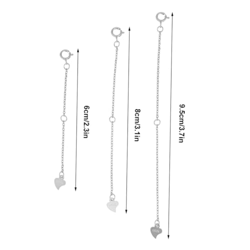 Homoyoyo 3 Stück Teiliges Silber Verlängerungsketten Federverschluss Langlebige Schmuckkette Verlängerung für Armband und Halskette DIY Schmuckzubehör mit Kleinem Herzanhänger Homoyoyo 3 Stück Teiliges Silber Verlängerungsketten Federverschluss Langlebige Schmuckkette Verlängerung für Armband und Halskette DIY Schmuckzubehör mit Kleinem Herzanhänger von Homoyoyo