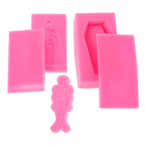 Homoyoyo 3 Stück Teiliges Silikonform für DIY Harz Schlüsselanhänger Wiederverwendbare Skelett Coffin Formen aus Langlebigem Silikon Kompatibel mit Epoxidharz für Schmuck Fondant Candy und von Homoyoyo