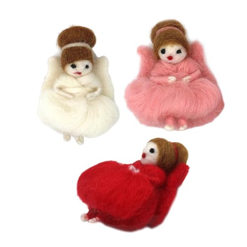 Homoyoyo 3 Stück Teiliges Wollfilz Engel Mädchen Schlüsselanhänger Handgefertigt Weiche DIY Puppe Anhänger Charm Süßer Elfen Schmuck Weihnachtsbaum Dekoration von Homoyoyo