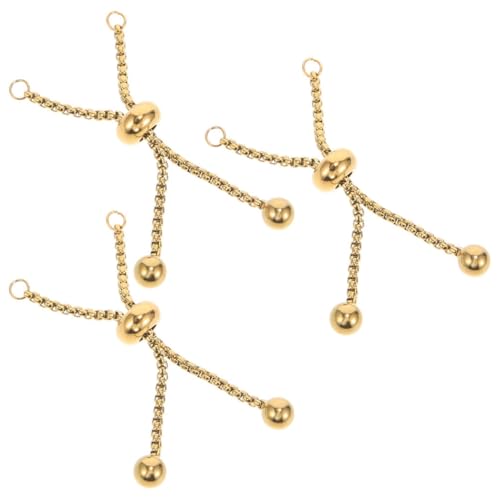 Homoyoyo 3 Stück Verstellbare Edelstahl Slider Armband Verlängerungskette mit Perlenakzent für Schmuckherstellung DIY Damen Mädchen Zubehör von Homoyoyo