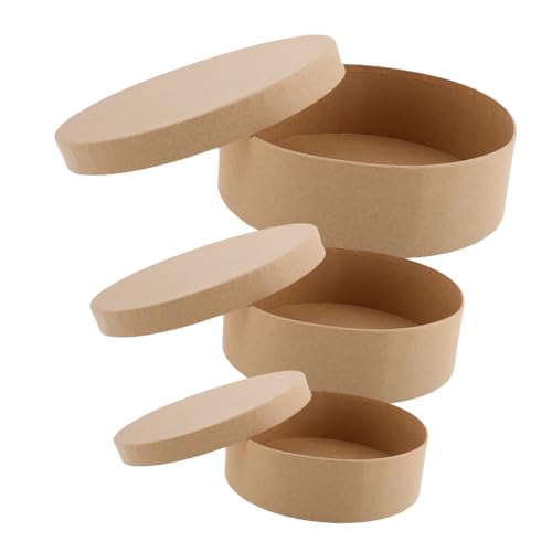 Homoyoyo 3 Stück runder Karton Schoko-Keks-Fall Bonbonschachteln aus Papier Süßigkeiten-Papierbehälter Gebäck-Boxen Süßigkeitenkästen Bonbonschachteln Partybevorzugung Dessert-Boxen Khaki von Homoyoyo