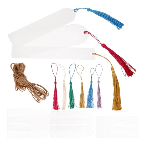 Homoyoyo 30 Sätze Transparente Lesezeichen Acryl mit Bunten Quasten DIY Lesezeichen für Kreative Bastelprojekte für Schüler und Buchliebhaber von Homoyoyo