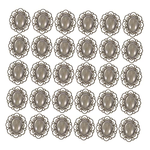 Homoyoyo 30 Stück DIY Alloy Brooch Bezel Teilig mit Glaskuppeln für Kreative Bastelprojekte Vintage Broschenunterlage Antikbronze für Schmuckgestaltung von Homoyoyo
