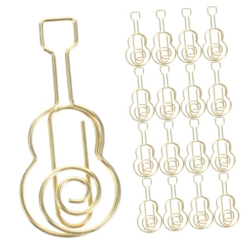 Homoyoyo 30 Stück Gitarren-büroklammer Form Schreibwaren Büroklammern Winzig Kleine Büroklammern Mini Musik Papier Farbig Neuartige Büroklammern Jumbo Bunt Dekorativ Eisen Golden von Homoyoyo