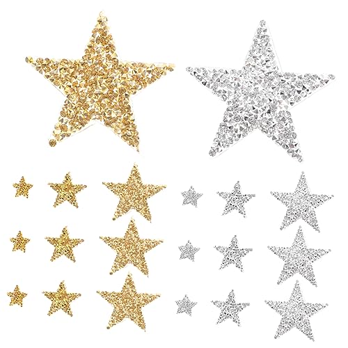 Homoyoyo 30 Stück Glitzernde Stern Patches für DIY Aufbügelflicken in Silber und Gold für Kleidung Taschen und Handwerksprojekte zur Dekoration und Reparatur von Homoyoyo
