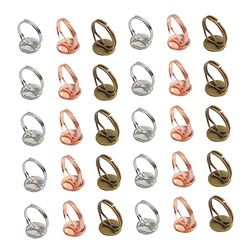 Homoyoyo 30 Stück Mädchen Ring Mode-Accessoire kleiner Finger Ringe Basteln einfach Leerzeichen einhandzwinge halstücher Hand Jewelry Handschmuck Damenring Schmuck selber machen Eisen von Homoyoyo