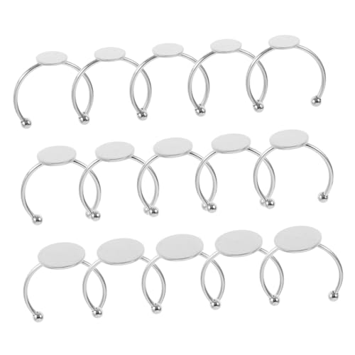 Homoyoyo 30 Stück Ringbasis Anhängerbasis-Lünette flacher Ringsockel Manschettenringfassungen, Cabochonbasis Ringrohling Basis Fingerringkomponenten Fingerring leer Rostfreier Stahl Silber von Homoyoyo