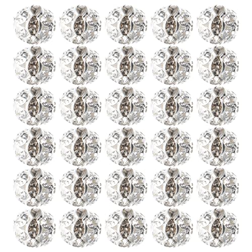 Homoyoyo 30 Stück Spacer Perlen mit Strass für DIY Schmuckherstellung Silberne Loose Beads für Armbänder und Kreative Bastelprojekte Homoyoyo 30 Stück Spacer Perlen mit Strass für DIY Schmuckherstellung Silberne Loose Beads für Armbänder und Kreative Bastelprojekte von Homoyoyo