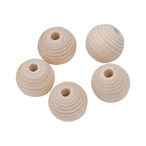 Homoyoyo 30 Stück Teiliges Holzperlen in Naturfarbe mit Gewindemuster zum Auffädeln für DIY Schmuckherstellung Sicher und Kindgerecht für Armbänder und Halsketten Basteln von Homoyoyo