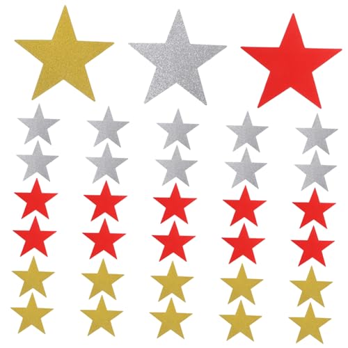 Homoyoyo 30 Stück Teiliges Papier bastelset für Kindergarten Wanddekorationen Glitzernde Sterne in Gold Silber und Rot Handgeschnittene DIY Papierausschnitte für Klassenzimmer und Homoyoyo 30 Stück Teiliges Papier bastelset für Kindergarten Wanddekorationen Glitzernde Sterne in Gold Silber und Rot Handgeschnittene DIY Papierausschnitte für Klassenzimmer und von Homoyoyo