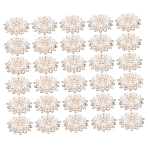 Homoyoyo 30 Stück Teiliges Perlen Schneeflocken DIY Metallknopf Glitzernde Blumenknöpfe mit Strass Vielseitige Schmuck und Accessoire Verzierung für Taschen Haarclips Kopfschmuck und von Homoyoyo