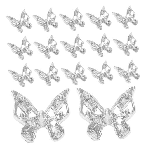 Homoyoyo 30 Stück Teiliges Silberne Schmetterling Nagel Charms aus Metall Langlebige Nail Art Dekorationen mit Strasssteinen für DIY Maniküre und Kreative Nagelkunst Designs von Homoyoyo