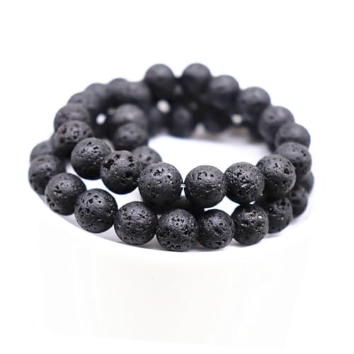 Homoyoyo 300 Stück Schwarze Lavastein Rundperlen Naturstein Lose Perlen für Schmuckherstellung DIY Armbänder Halsketten Ohrschmuck Zubehör von Homoyoyo