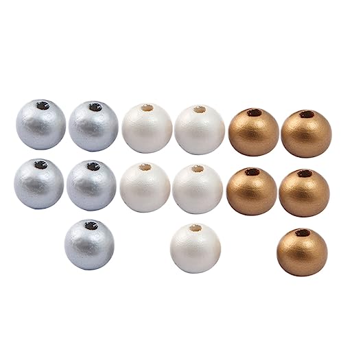 Homoyoyo 300Stücke Holzperlen DIY Schmuckzubehör Goldene Silberne Und Perlweiße Runde Designperlen Für Armbänder Halsketten Und Handwerksprojekte von Homoyoyo