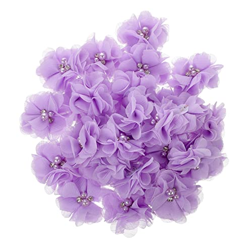 Homoyoyo 30Stücke Nähblumen Chiffon Kunstblumen Zum Aufnähen Für DIY Kleidung Haaraccessoires Dekoration Und Bastelprojekte Helllila von Homoyoyo