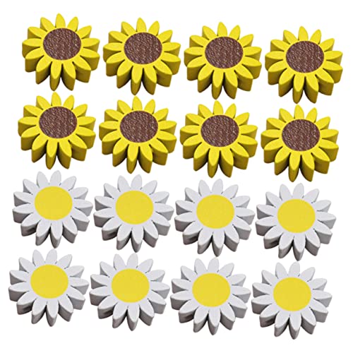Homoyoyo 30Stücke Sonnenblumen Holzperlen Lose DIY Bastelperlen Zufälligen Farben für Dekorationen und Schmuckherstellung für Wohnaccessoires und Bastelprojekte von Homoyoyo