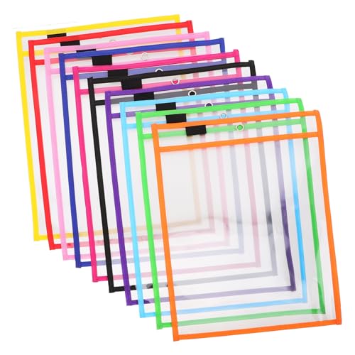 Homoyoyo 30Stücke Wiederverwendbare Abwischbare Taschen Verschiedenen Farben für Büro und Schule mit Stifthalter und Robust für Arbeitsblätter und Vorlagen von Homoyoyo