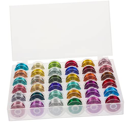 Homoyoyo 36 Rollen Gold- und Silberfaden Stickgarn für Armbänder metallisches Stickgarn handwerkliche Fäden kreuzen bunt Nähfäden für Nähmaschinen Stickgarne zum Selbermachen Polyester von Homoyoyo