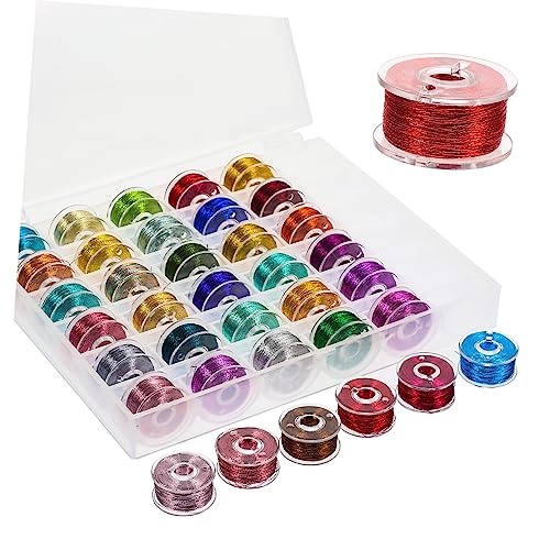 Homoyoyo 36 Rollen Metallic Stickgarn Bunte Maschinenstickgarne für DIY Nähprojekte für Stickerei Kreuzstich und Handarbeiten Verschleißfest und Sicher zu Verwenden Homoyoyo 36 Rollen Metallic Stickgarn Bunte Maschinenstickgarne für DIY Nähprojekte für Stickerei Kreuzstich und Handarbeiten Verschleißfest und Sicher zu Verwenden von Homoyoyo