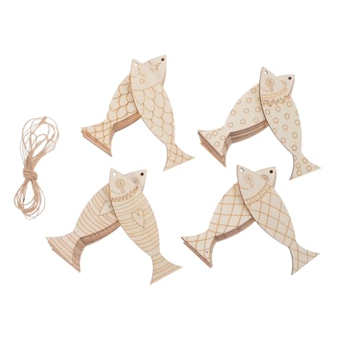 Homoyoyo 36 Stück Unlackierte Fische Holzschneider für Diy Projekte Kreative Dekoration für Hochzeiten Geburtstage und Meerestier Partys Jute Seile von Homoyoyo
