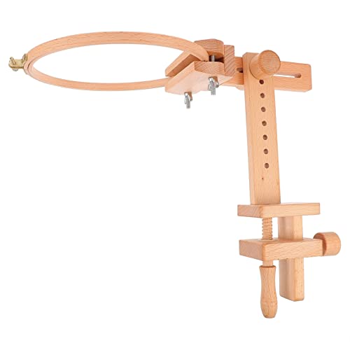 Homoyoyo 360Grad Hölzerner Stickständer mit Drehfunktion Verstellbarer Stickrahmen für Kreuzstich DIY Stickprojekte für Handarbeitsliebhaber und Anfänger Tischmodell Buchenholz von Homoyoyo