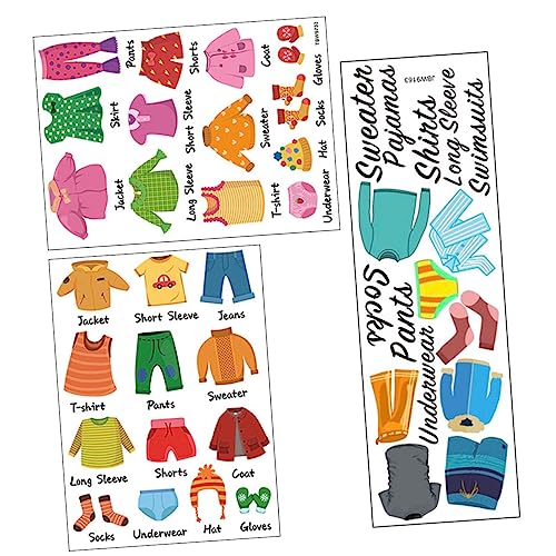 Homoyoyo 3Blätter Kindergarderobe Kleidungsetiketten Klassifizierungsetiketten für Mädchenbekleidung Langlebige Aufkleber zur Organisation von Kinderzimmern und Kommoden von Homoyoyo
