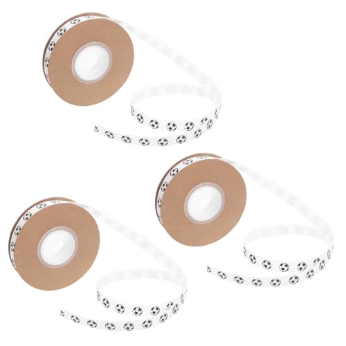 Homoyoyo 3Roll Fußball-geschenkband Breit Langlebiges Satinband mit Fußballmuster pro für Geschenkverpackung Partydekoration und Bastelprojekte für Fußballfans von Homoyoyo