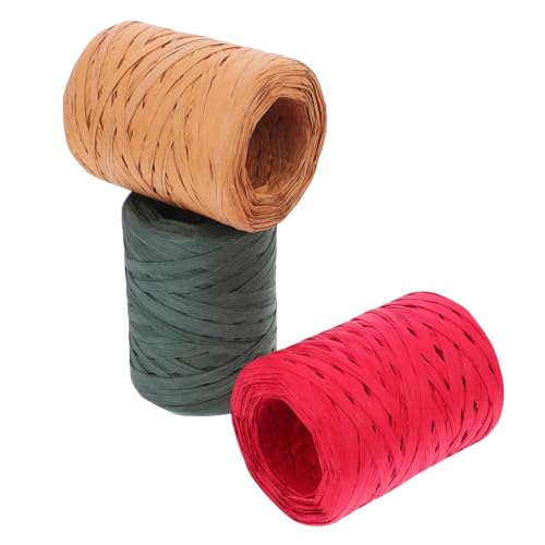 Homoyoyo 3Rollen Raffiaband Naturfarbe Geschenkband für Hochzeiten Bastelprojekte und Geschenkpäckchen Hochwertige Weiche Textur für DIY Dekorationen und Besondere Anlässe von Homoyoyo
