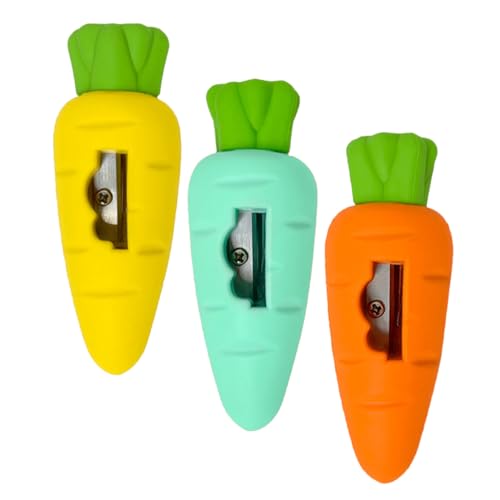 Homoyoyo 3Stücke Mini Karotten Radiergummis mit Manuellem Bleistiftspitzer Lustiges Schulzubehör für für Ostern und Partys und Tragbar von Homoyoyo