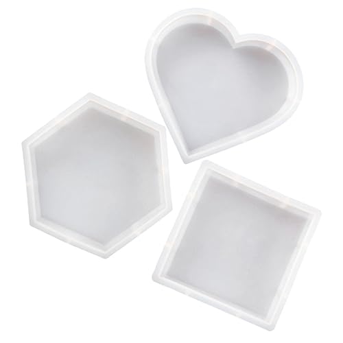Homoyoyo 3Stücke Silikonformen für Epoxidharz Sechseckige Quadratische und Herzformen DIY für Bastelprojekte zu Hause Hochwertige Wiederverwendbare Silikonformen von Homoyoyo