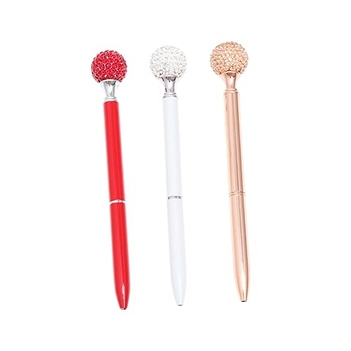 Homoyoyo 3Stücke Teiliger Metall Kugelschreiber Mit Bling Strass Bürobedarf Für Schule Und Büro Roségold Rot Weiß Eleganter Stift Mit Diamant Applikation Für Notizen Und von Homoyoyo