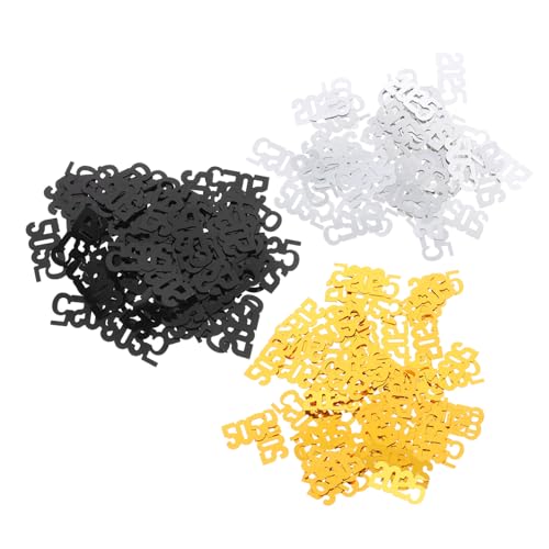 Homoyoyo 3er Pack Pack Neujahr Konfetti Schwarz Gold Silber Tischdeko für Abschlussfeiern und Neujahrsfeiern Festliche Partydekoration mit Frohes Neues Jahr von Homoyoyo