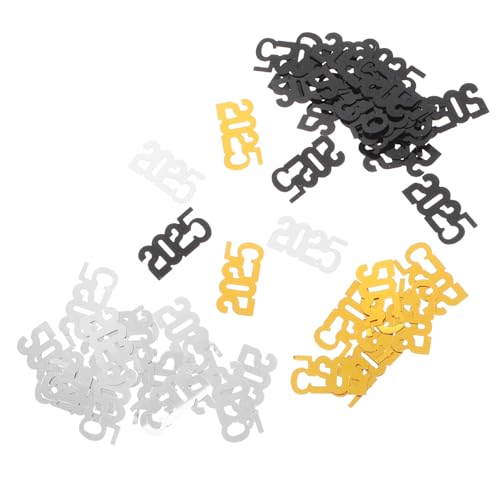 Homoyoyo 3er Pack Pack Neujahrs Konfetti für Abschlussfeiern Glitzernde Tischdeko Schwarz Gold und Silber für Festlichkeiten zu Hause College von Homoyoyo