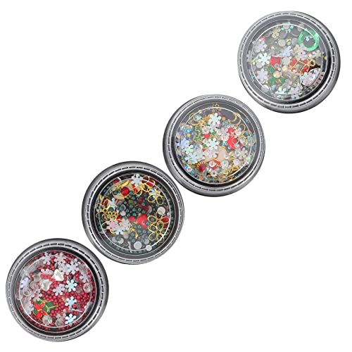 Homoyoyo 4 Boxen Weihnachts Nageldekorationen aus Legierung Nail Art Ornaments DIY Maniküre Zubehör Kreative Xmas Nail Charms für Festtagsnägel von Homoyoyo