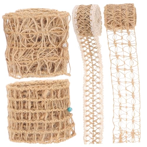 Homoyoyo 4 Rollen Baumwoll Leinen Band Gewebtes Geschenkband für Geschenkverpackung Handgemachtes DIY Geschenkband Strapazierfähiges Dekoratives Schleifenband für Party und Basteln von Homoyoyo