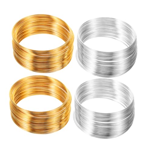 Homoyoyo 4 Rollen Biegsames Basteldraht für Diy Armbänder Ringe und Ohrringe Schmuckherstellung Zubehör für Kreative Projekte Schleifen pro Rolle Gold Silber von Homoyoyo