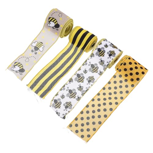 Homoyoyo 4 Rollen Bienen Dekoratives Polyester Geschenkband DIY Bastelband Breit Lang Weich Texturiert für Verpackung Haaraccessoires Partydeko Homoyoyo 4 Rollen Bienen Dekoratives Polyester Geschenkband DIY Bastelband Breit Lang Weich Texturiert für Verpackung Haaraccessoires Partydeko von Homoyoyo