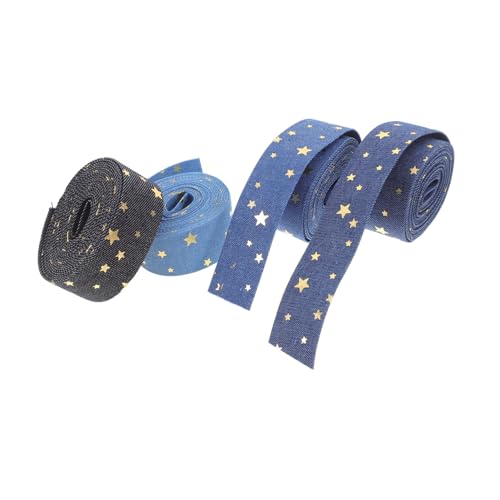 Homoyoyo 4 Rollen Denim Stoffband mit Stern Stickerei Breit Western Stil Baumwollband für DIY Basteln Bekleidungszubehör Geschenkverpackung und Kreative Dekorationen Homoyoyo 4 Rollen Denim Stoffband mit Stern Stickerei Breit Western Stil Baumwollband für DIY Basteln Bekleidungszubehör Geschenkverpackung und Kreative Dekorationen von Homoyoyo