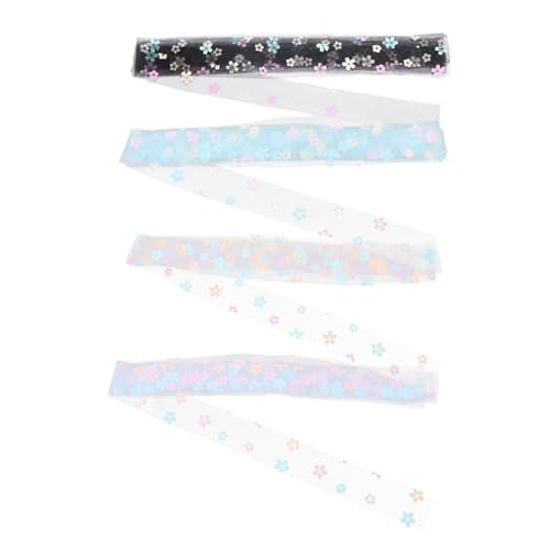 Homoyoyo 4 Rollen Festliches Blumendesign Geschenkband Schneidbares Bastelband für DIY Haarschleifen Hochzeitseinladungen und Dekorationen Farblich Sortiert in Weiß und Schwarz Breit von Homoyoyo