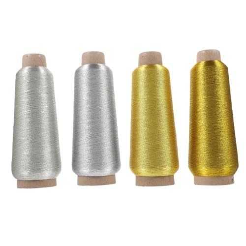 Homoyoyo 4 Rollen Fünf Mehrfarbiges Metallic Stickgarn DIY Handarbeitsfäden für Kreuzstich Näharbeiten und Kreative Projekte Silber und Goldvarianten für Dekorative Stickerei und von Homoyoyo