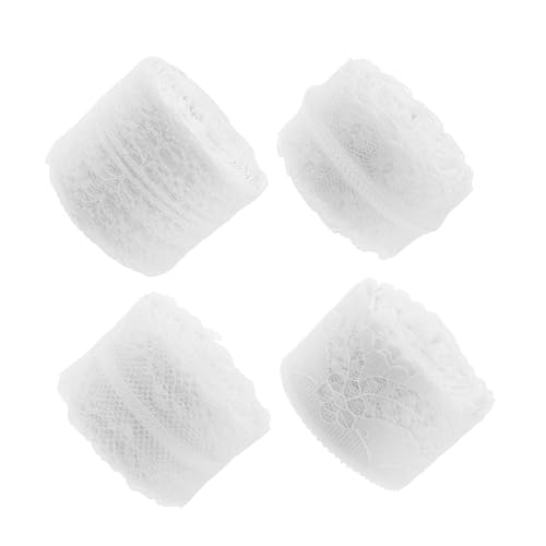 Homoyoyo 4 Rollen Spitzenspitzendekoration bestickter Spitzenbesatz Nähen Kleidung Spitzenbesatz Kunsthandwerk Spitzenkleidung trimmen Spitzenbesatz selber machen Polyester Weiß von Homoyoyo